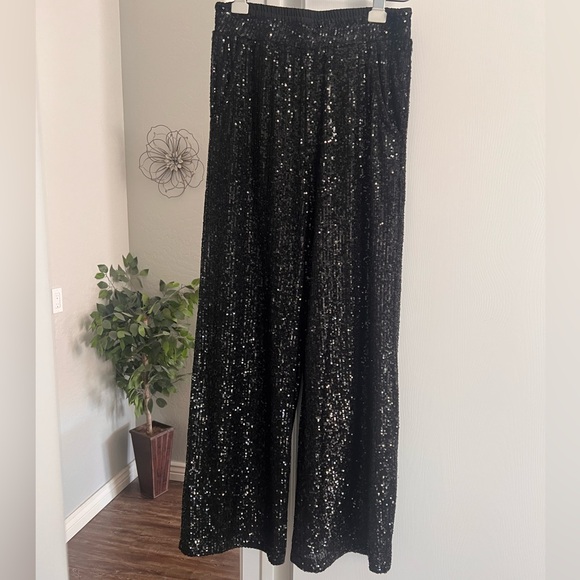 Boston Proper Black Sequin Pants - Picture 2 of 10